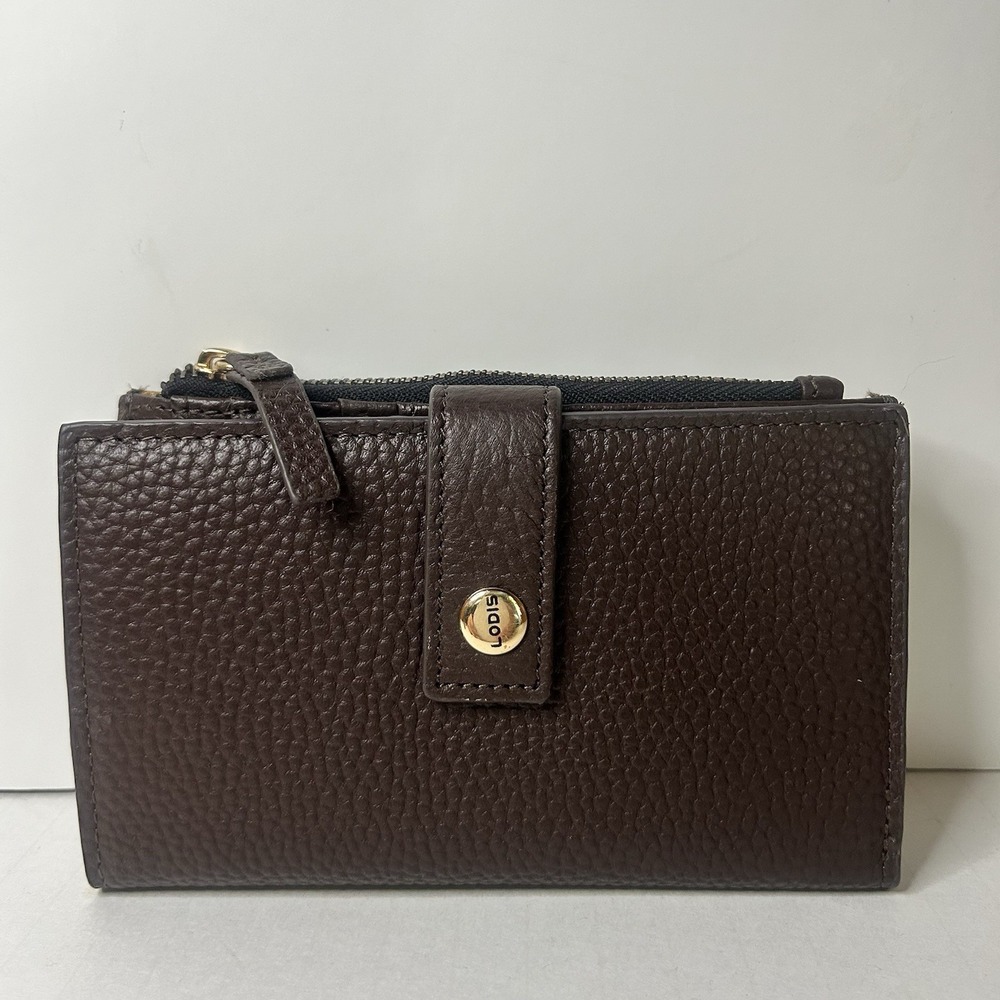 LODIS Kate North South French Purse Coin Purse Card Wallet Brown Leather